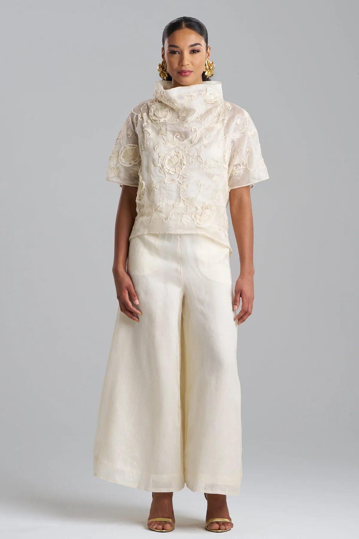 Couture Piña Embroidered Funnel Neck Top sold by Natori