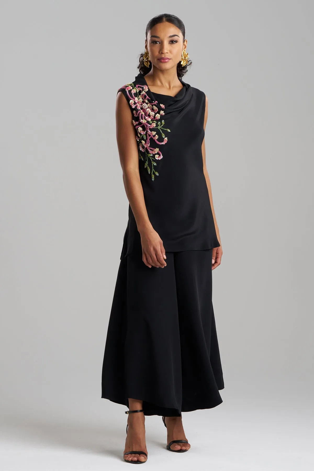 Couture Silk Crepe Embellished Funnel Neck Top sold by Natori product image thumbnail 2