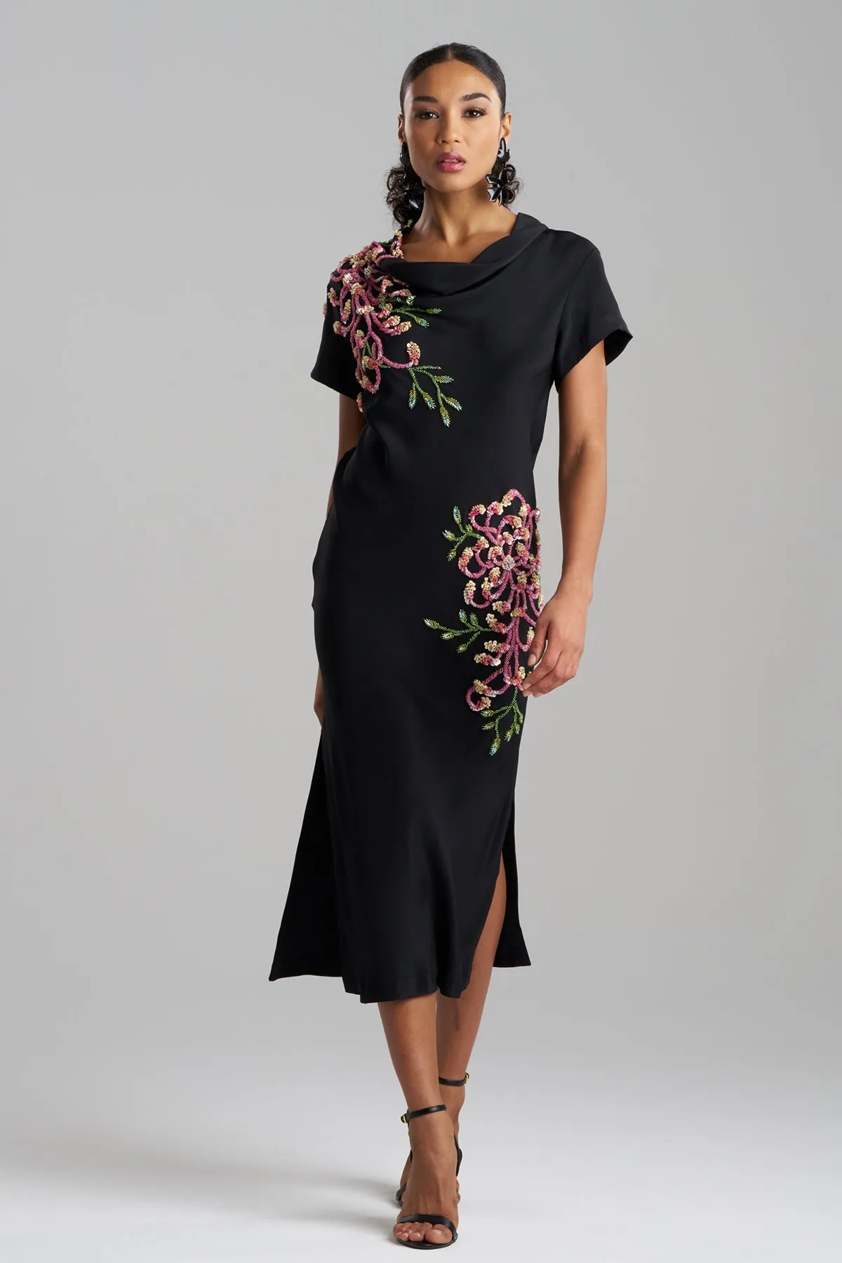 Couture Silk Crepe Embellished Column Dress sold by Natori product image thumbnail 2