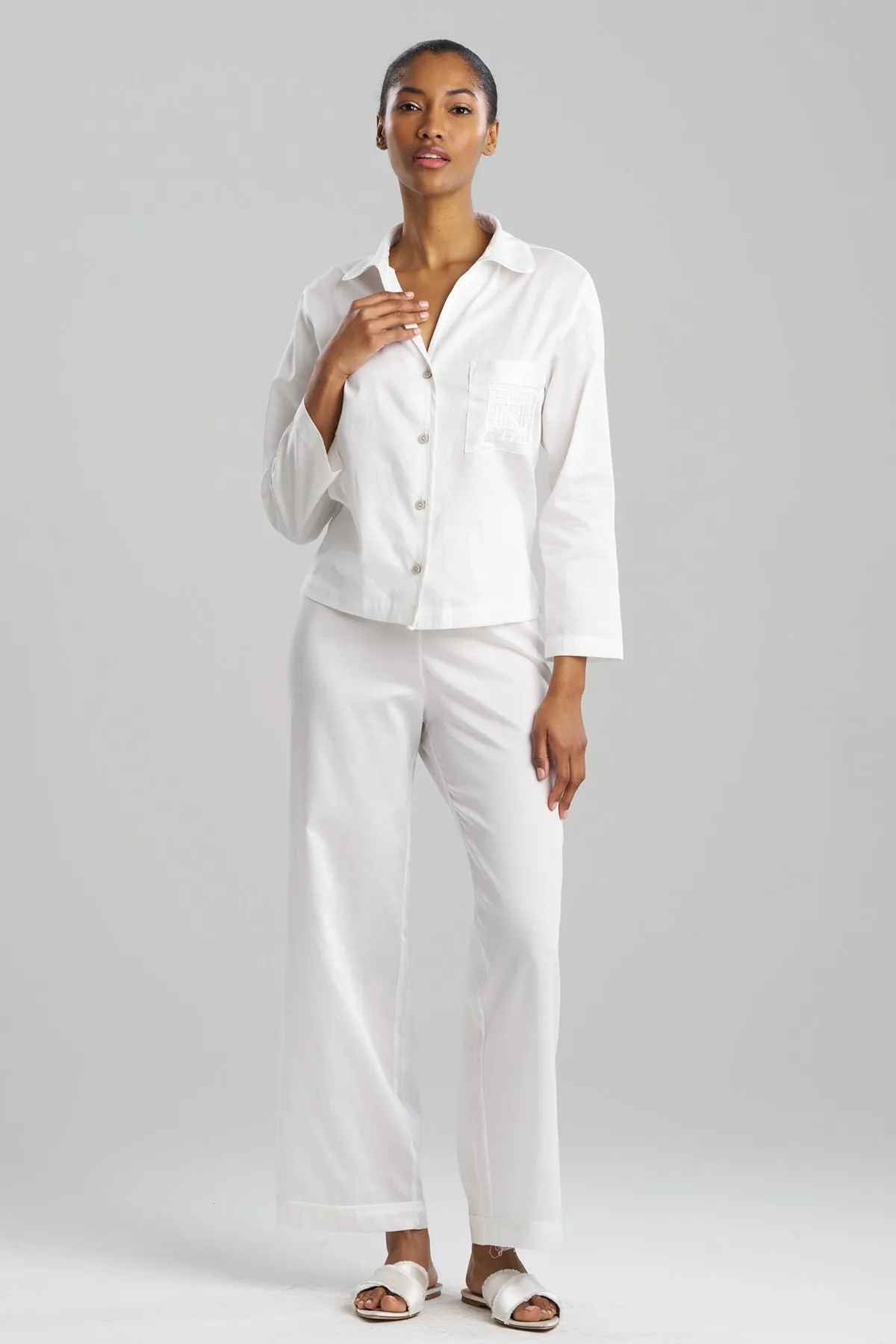 Cotton Sateen Embroidered Essentials Notch PJ sold by Natori