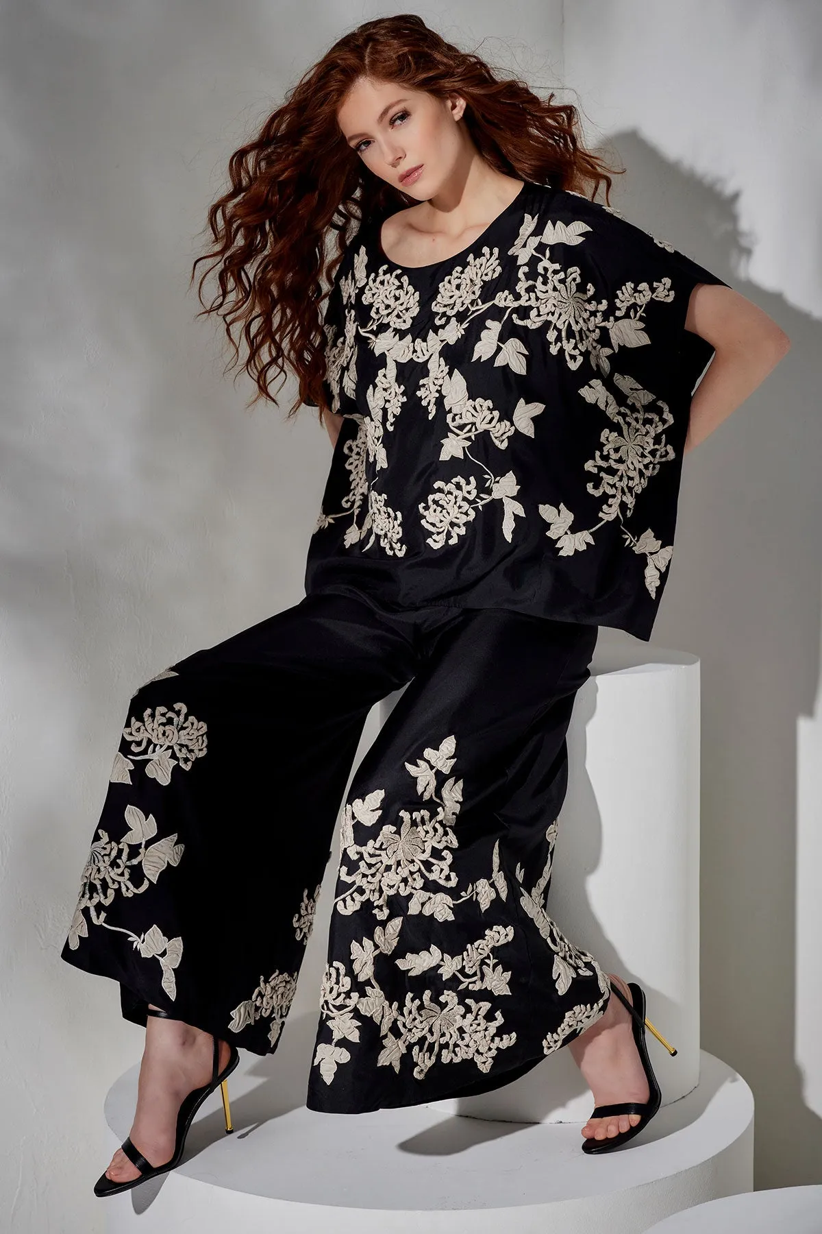 Couture Habotai Embellished Silk Caftan Top sold by Natori