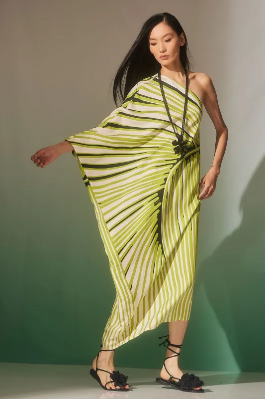 Yoshinoki Cotton Silk One Shoulder Caftan Dress made by Natori