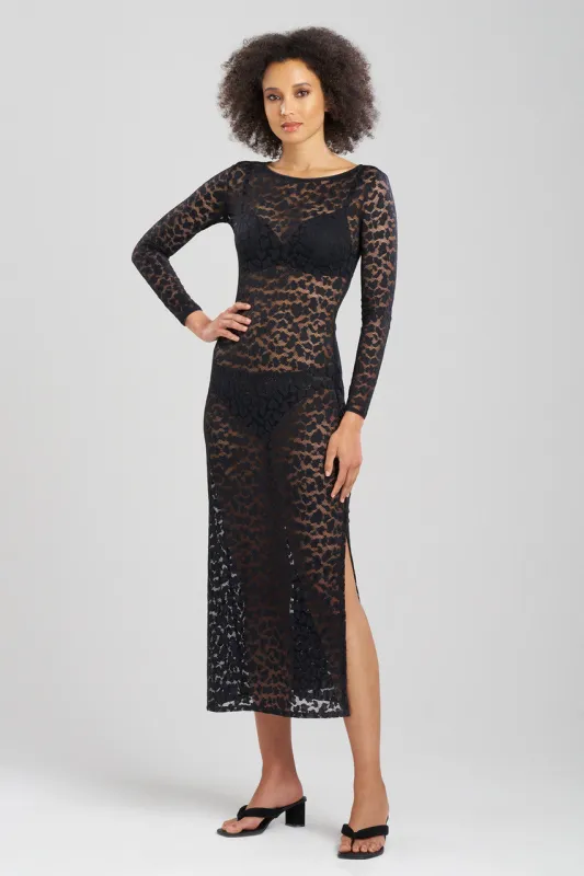 Temptation Sheer Allover Lace Slit Slip Dress sold by Natori