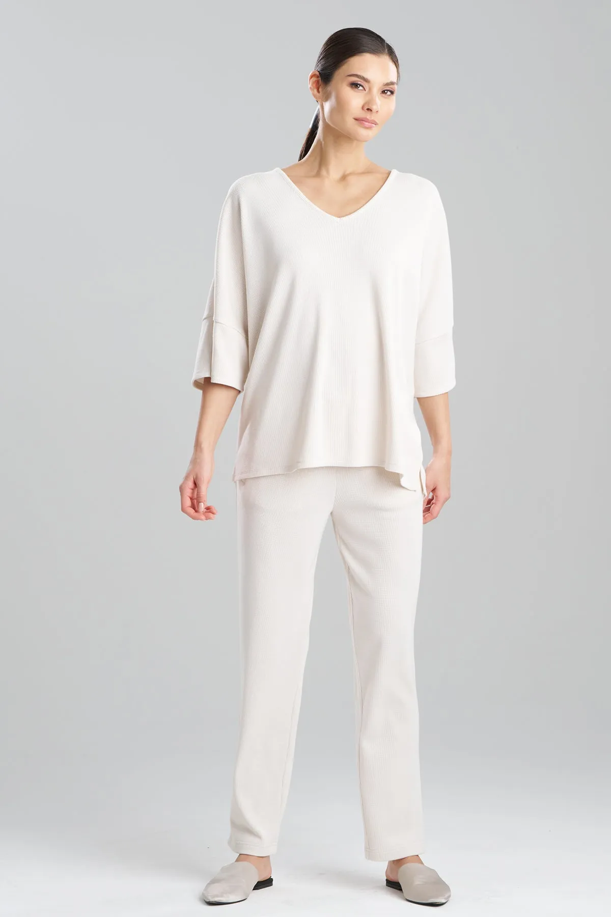 Tranquility Waffle V-Neck Top sold by Natori