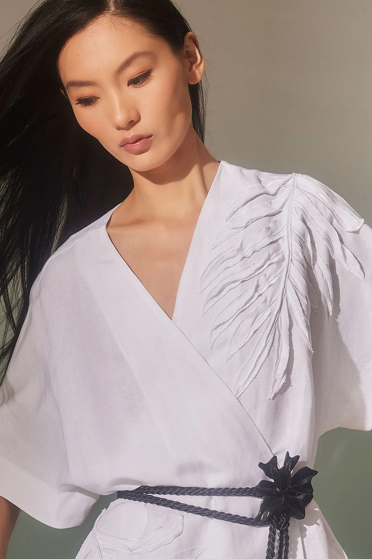 Light Weight Linen Embroidered Kimono Wrap Dress sold by Natori product image thumbnail 2