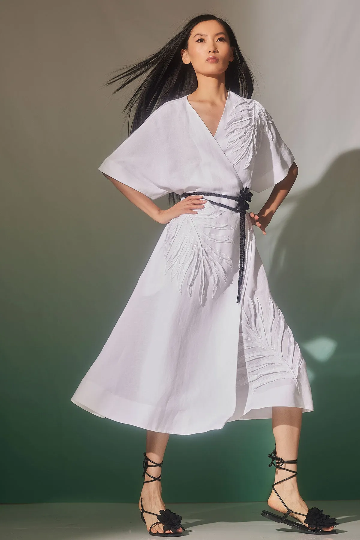 Light Weight Linen Embroidered Kimono Wrap Dress sold by Natori