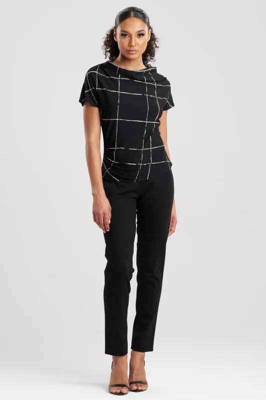 Zia Crepe Knit Asymmetric Drape Top sold by Natori