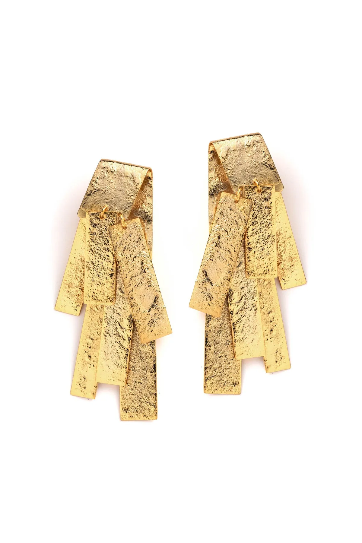 Sculptural Gold Plated Brass Drop Earrings sold by Natori