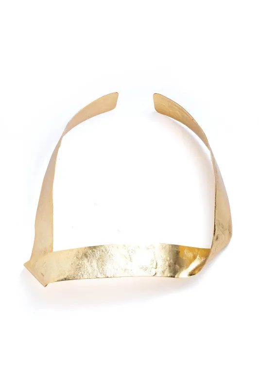 Sculptural Gold Plated Brass Necklace sold by Natori