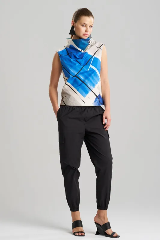 Sorairo Printed Cotton Poplin Funnel Neck Top sold by Natori