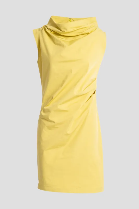 Tech Cotton Taffeta Asymmetric Funnel Neck Dress made by Natori