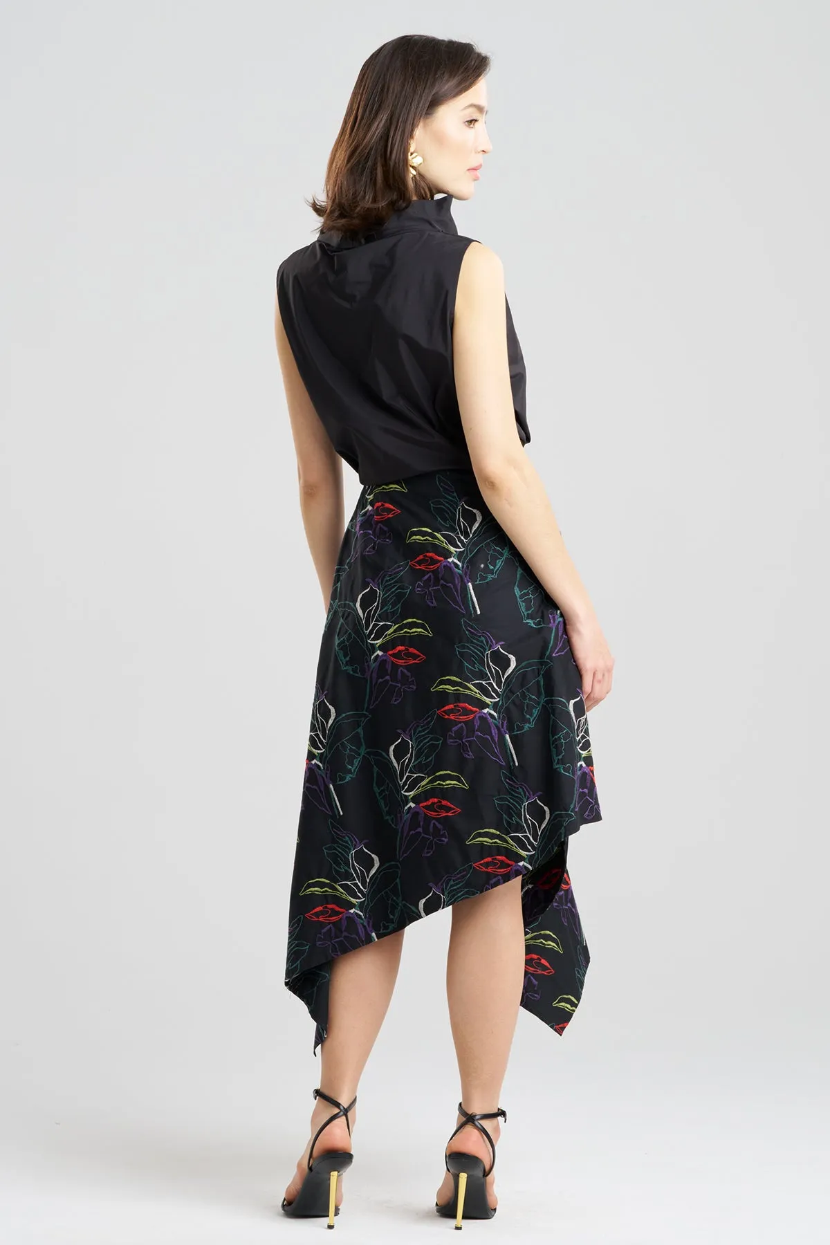 Yoru Embroidered Cotton Poplin Origami Asymmetric Skirt sold by Natori product image thumbnail 2