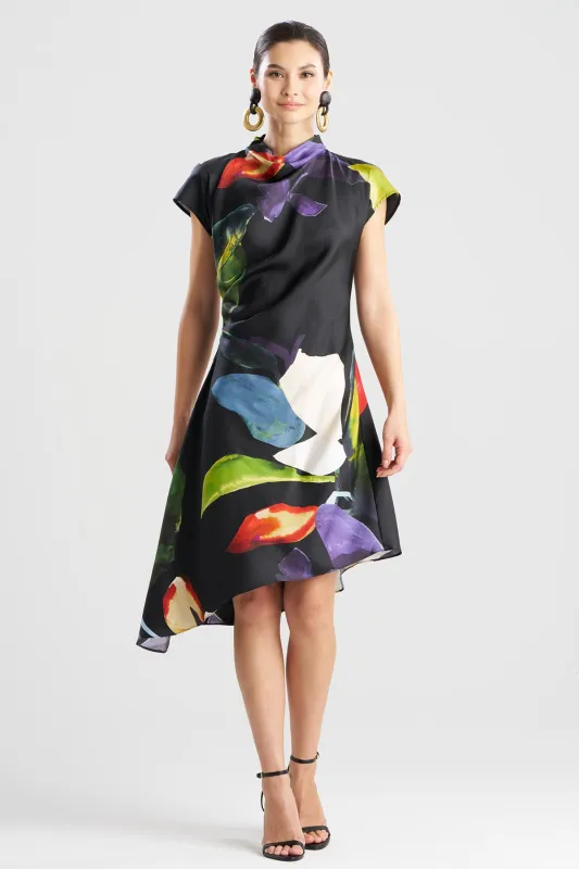 Yoru Silk Twill Asymmetric Dress sold by Natori