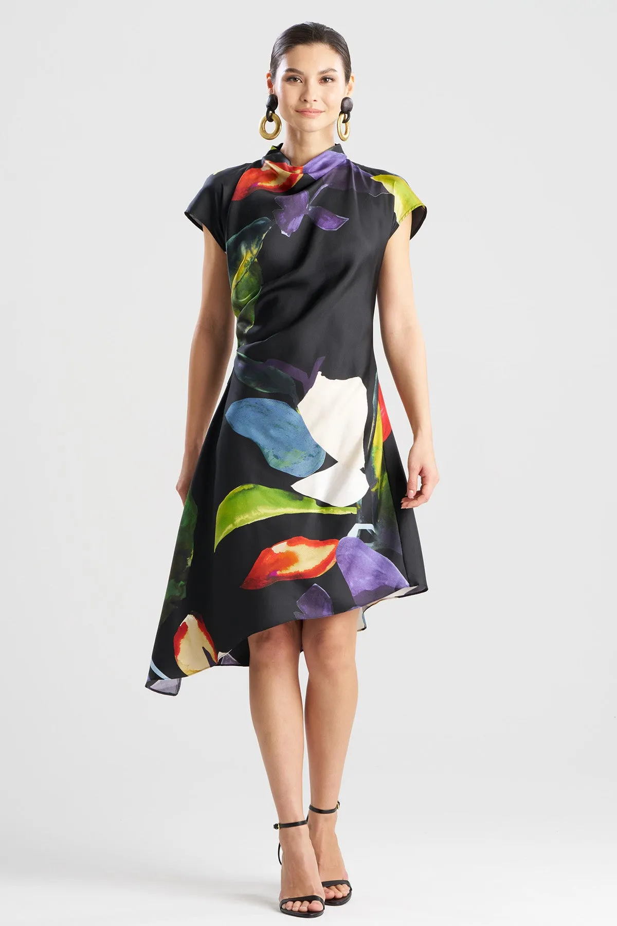 Yoru Silk Twill Asymmetric Dress sold by Natori