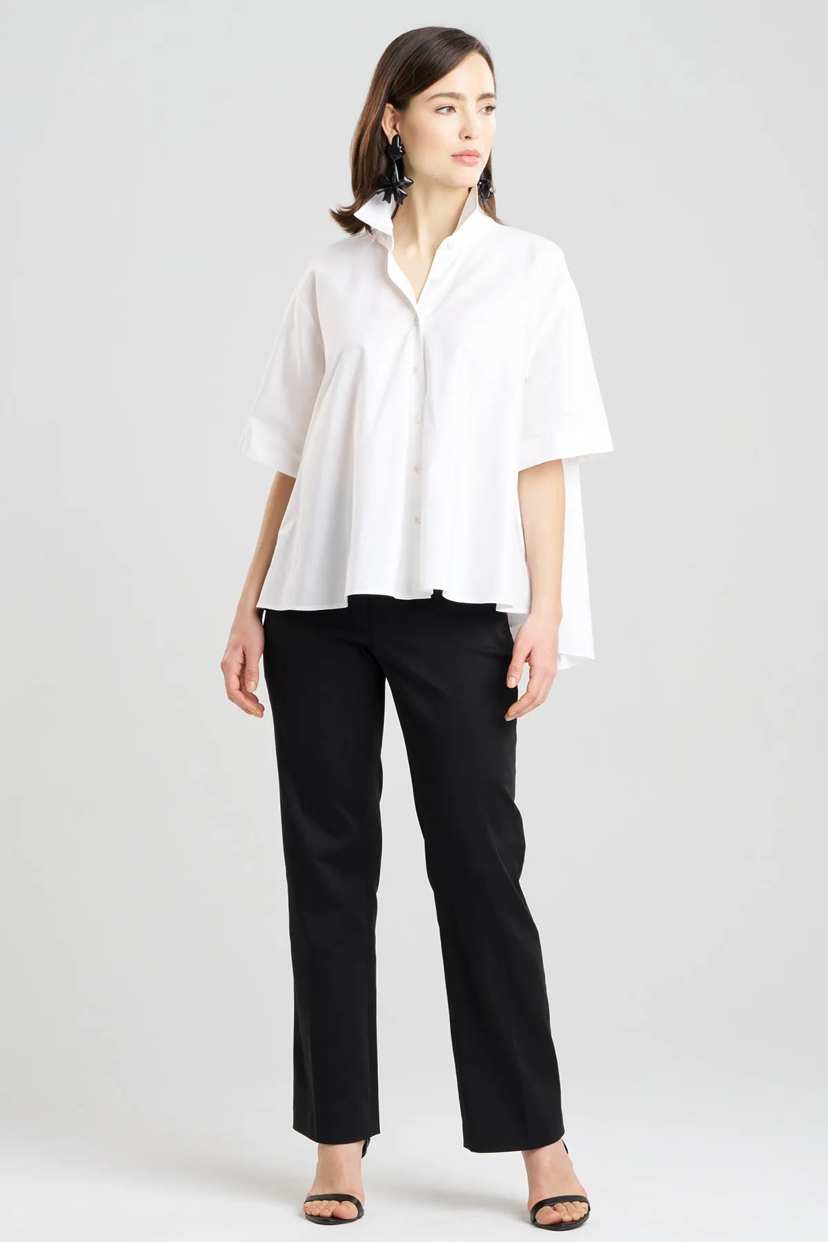 Cotton Poplin Short Sleeve Trapeze Shirt sold by Natori