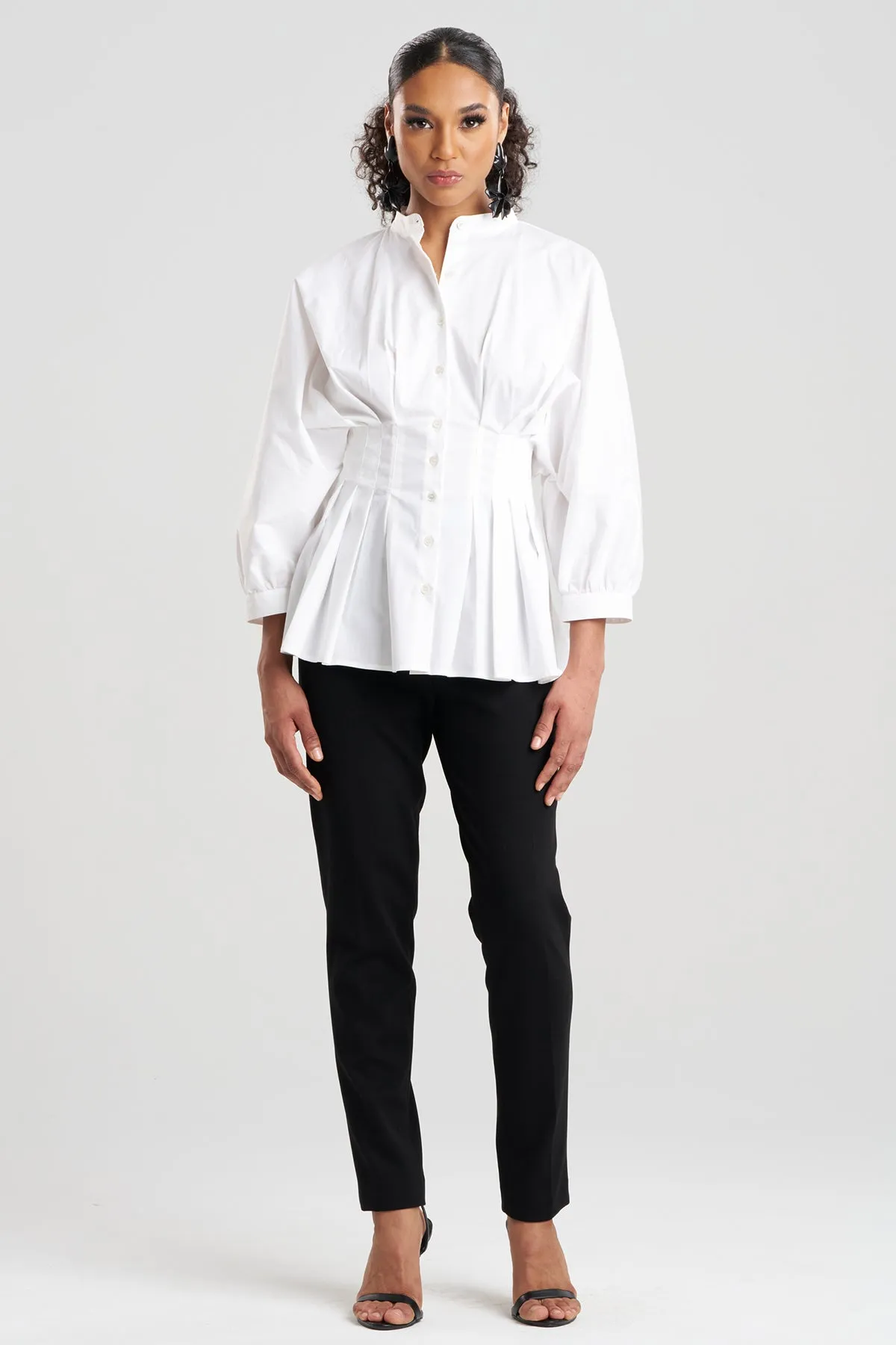 Cotton Poplin Pleated Shirt sold by Natori