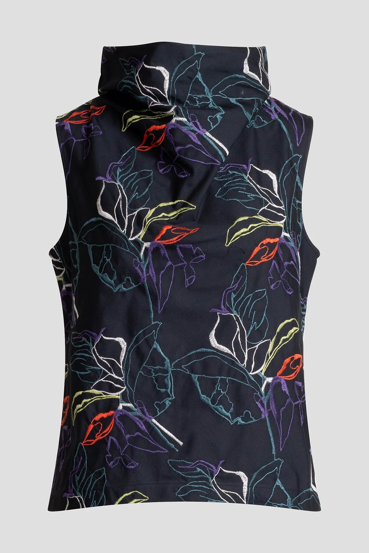 Yoru Embroidered Cotton Poplin Funnel Neck Top sold by Natori product image thumbnail 3