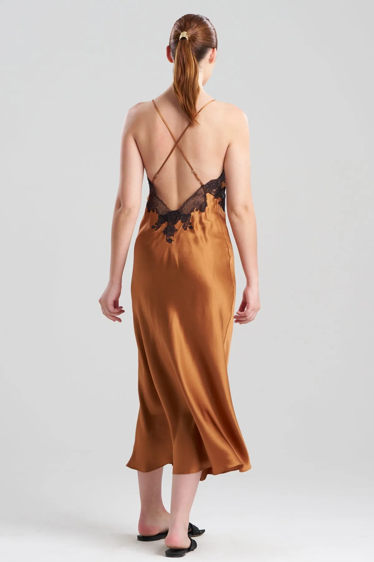 Lolita Lace Low Back Silk Slip Dress sold by Natori product image thumbnail 3