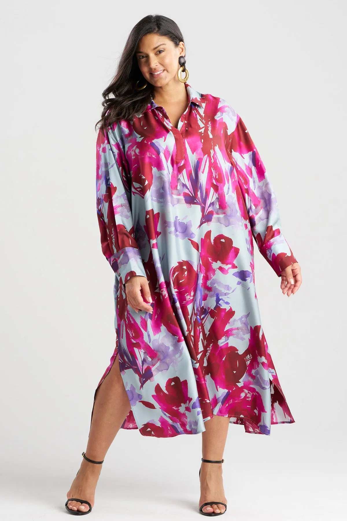 Mira Silk Twill Oversized Shirt Dress sold by Natori product image thumbnail 3