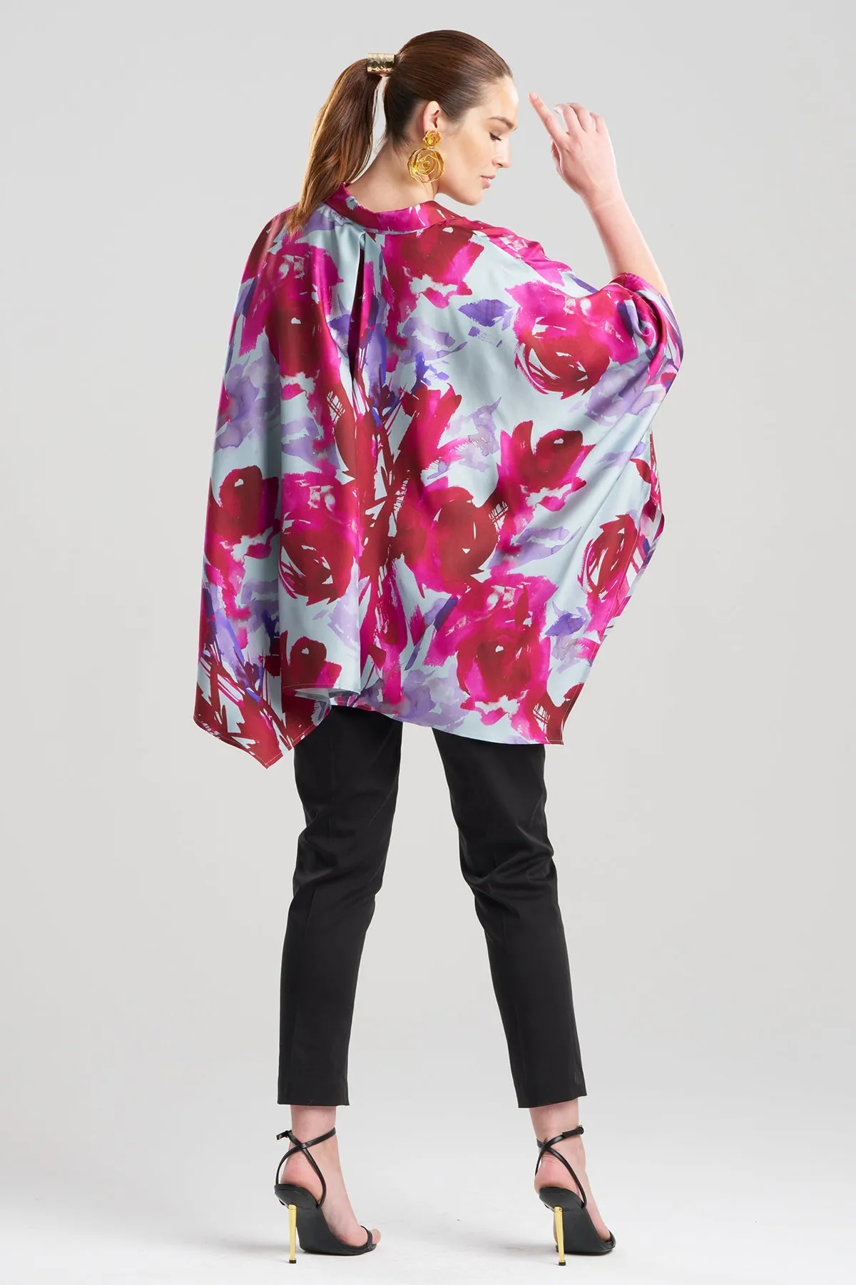 Mira Silk Twill Button Down Caftan Shirt sold by Natori product image thumbnail 2