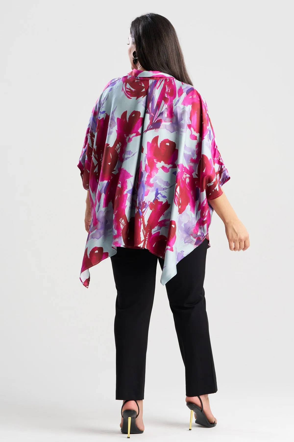 Mira Silk Twill Button Down Caftan Shirt sold by Natori product image thumbnail 4