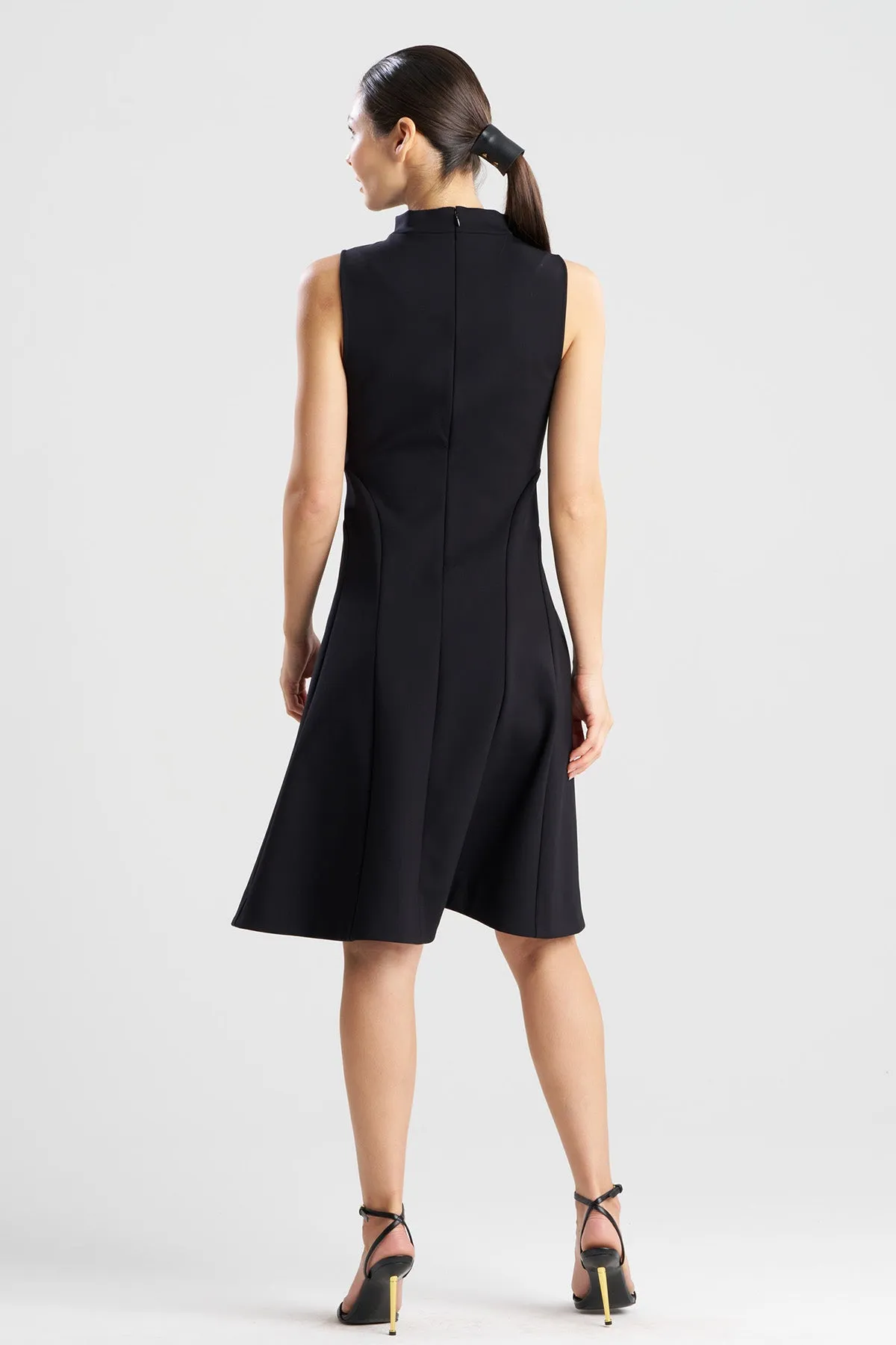 Techno Crepe Fit & Flare Funnel Neck Dress sold by Natori product image thumbnail 2