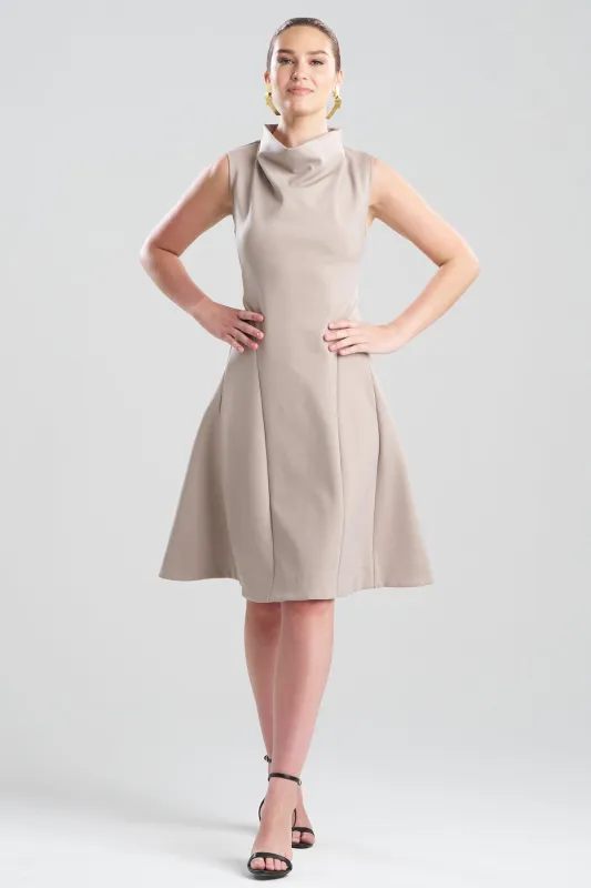 Techno Crepe Fit & Flare Funnel Neck Dress sold by Natori