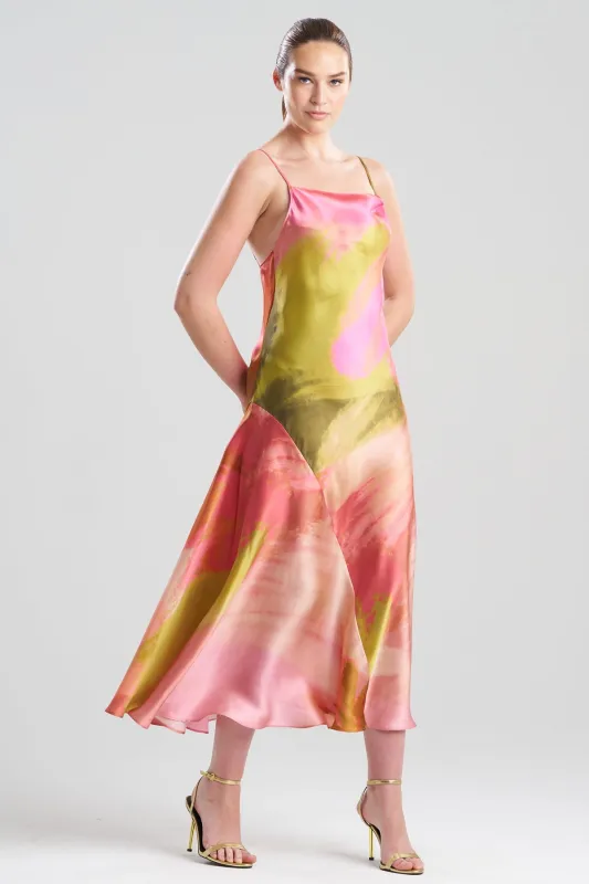 Brushstroke Silk Slip Dress made by Natori
