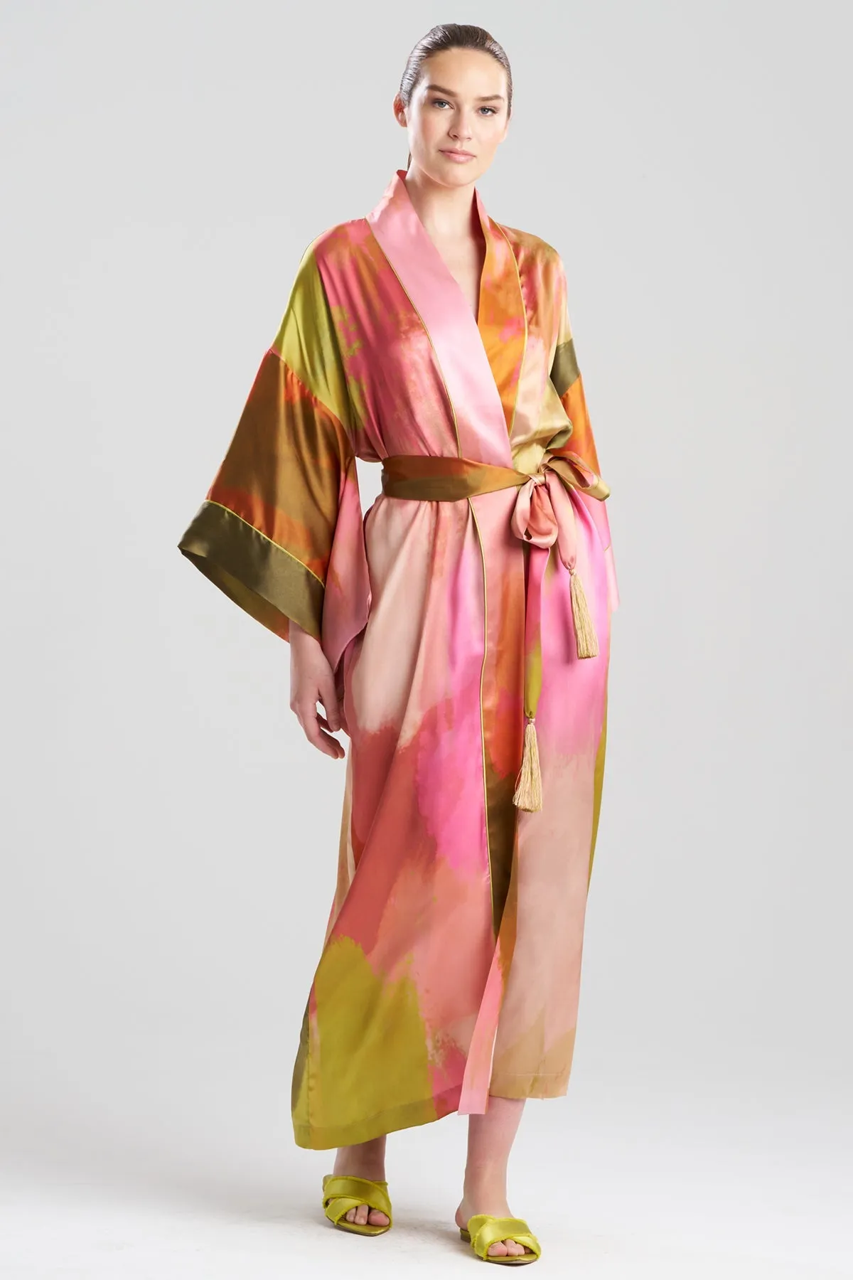 Brushstroke Drop Sleeve Silk Robe sold by Natori