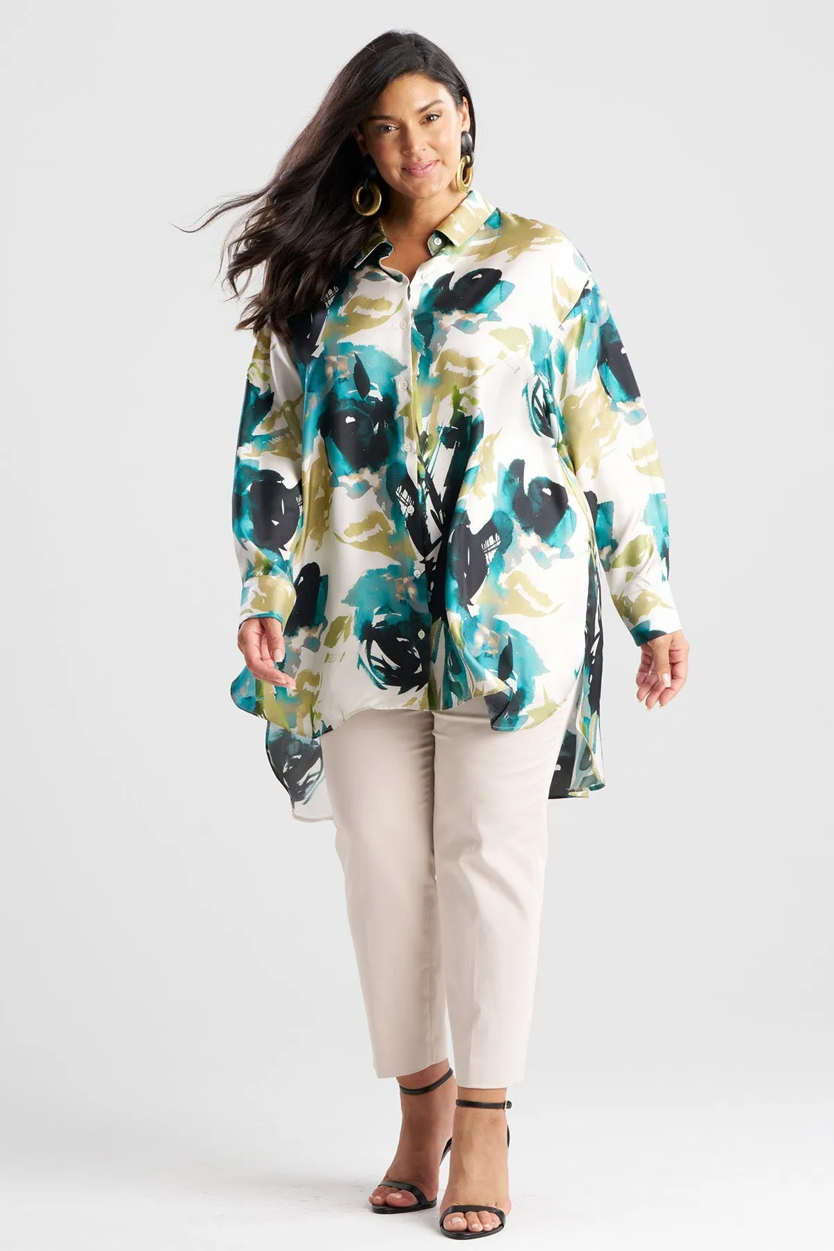 Mira Silk Twill Oversized Shirt sold by Natori product image thumbnail 3