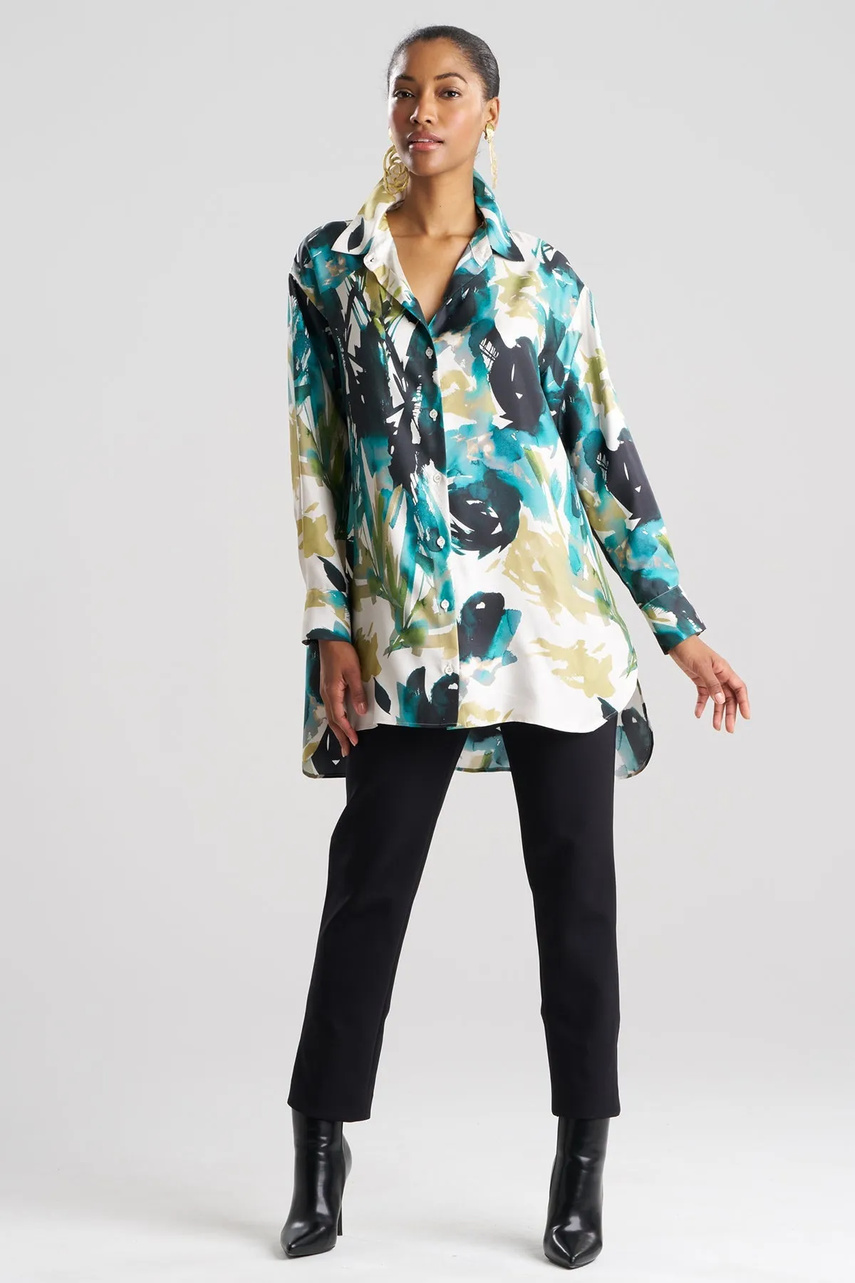 Mira Silk Twill Oversized Shirt sold by Natori