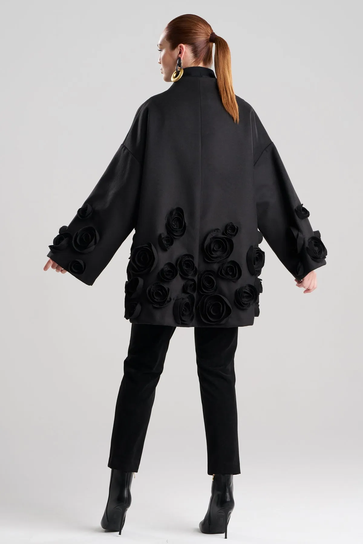 Felt Short Trapeze 3D Floral Embroidered Coat sold by Natori product image thumbnail 2