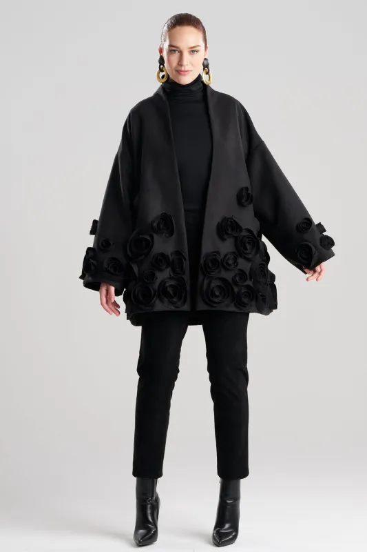 Felt Short Trapeze 3D Floral Embroidered Coat sold by Natori