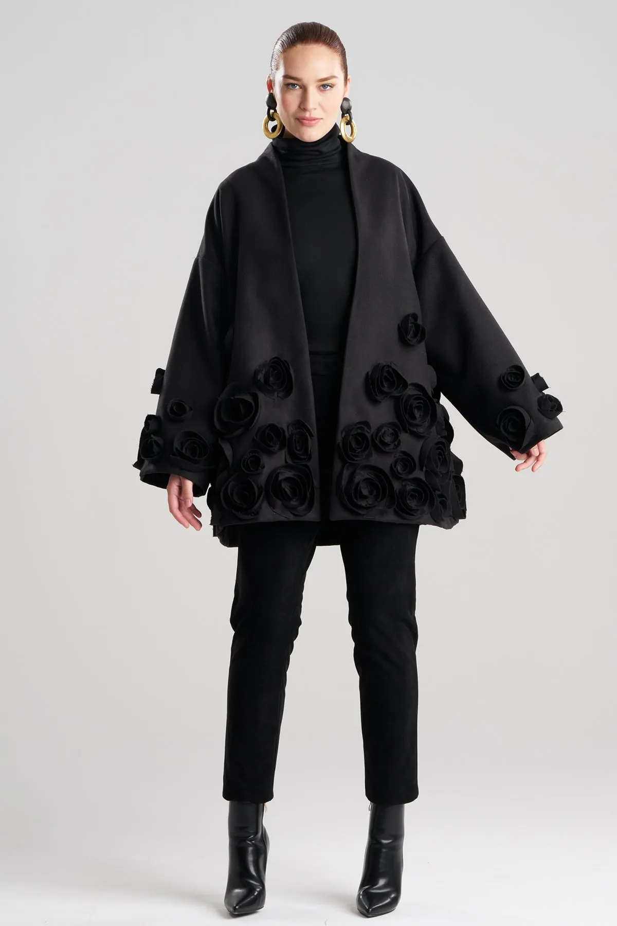 Felt Short Trapeze 3D Floral Embroidered Coat sold by Natori