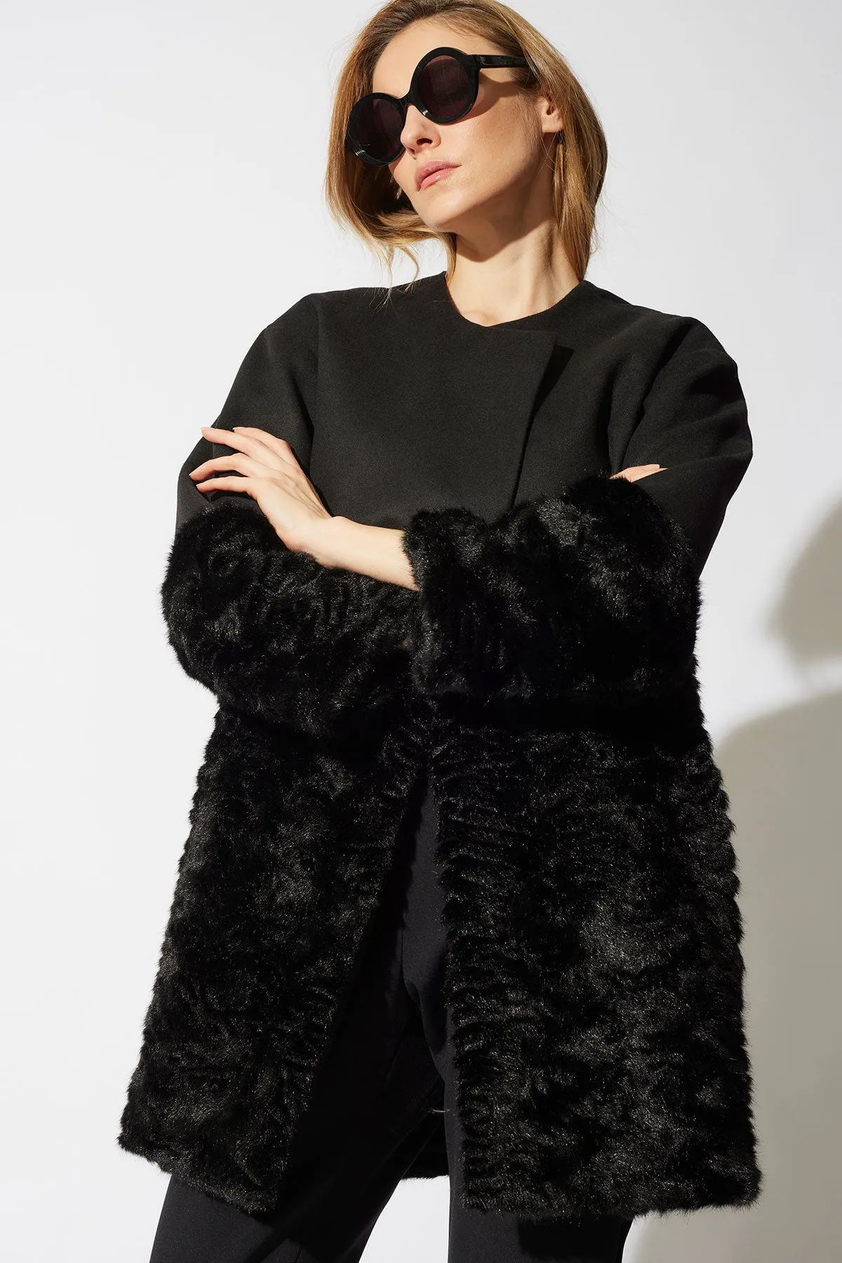 Felt Astrakhan Coat sold by Natori