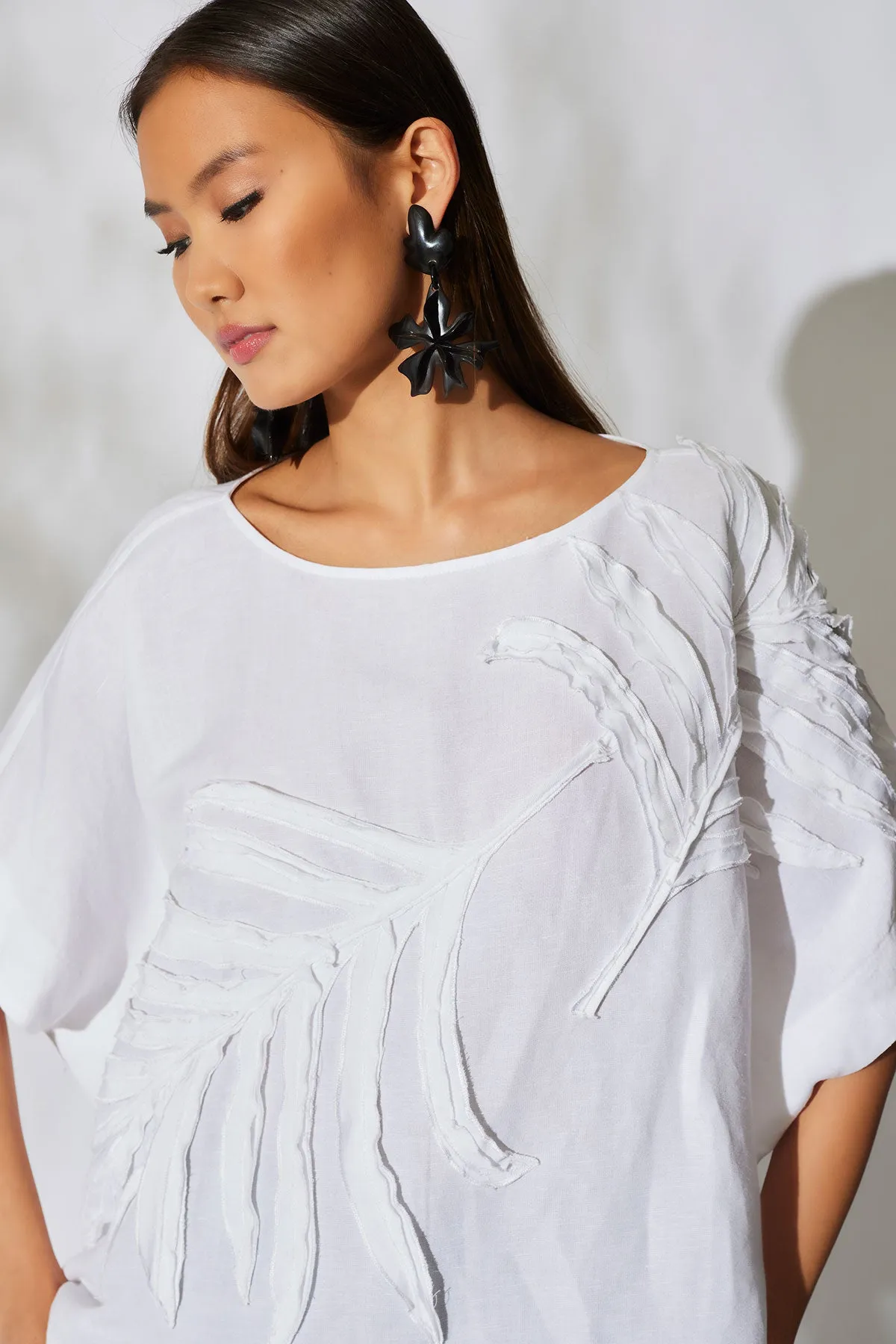 Light Weight Linen Embroidered Caftan Top sold by Natori