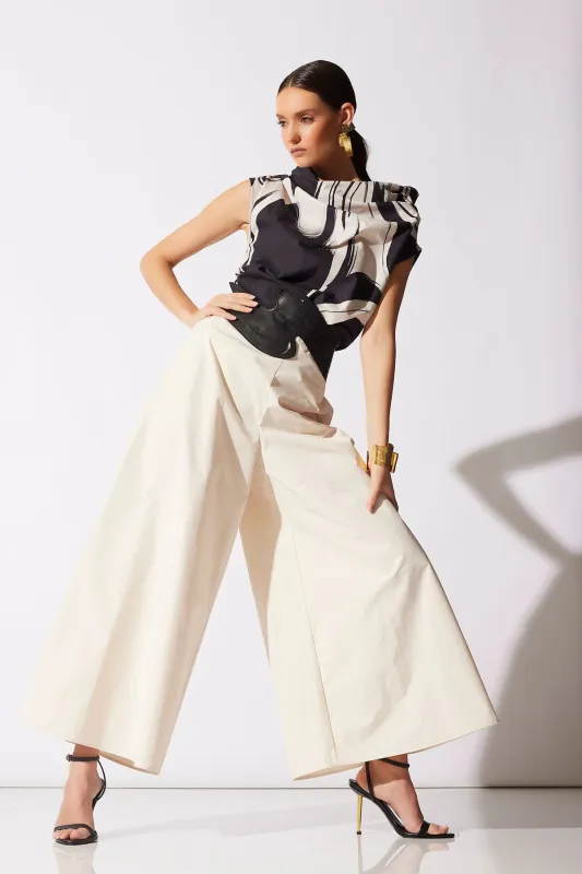 Kaze Cotton Asymmetric Funnel Neck Top sold by Natori