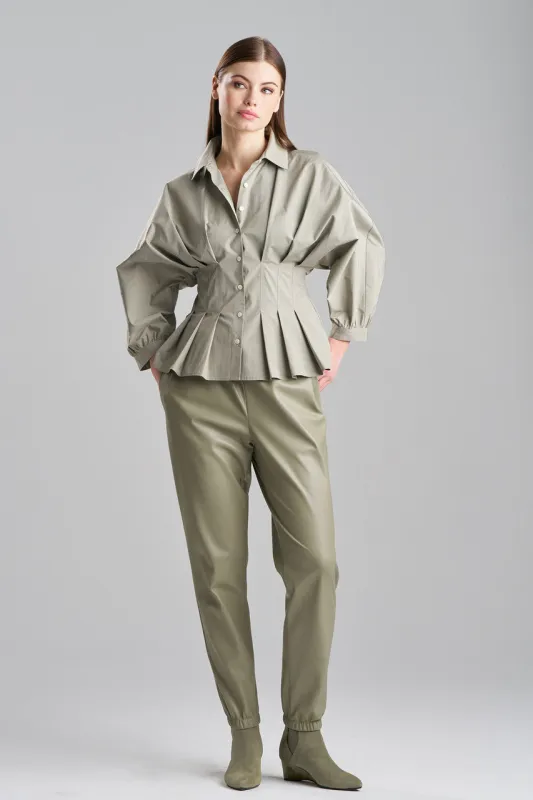 Tech Cotton Taffeta Pleated Shirt sold by Natori