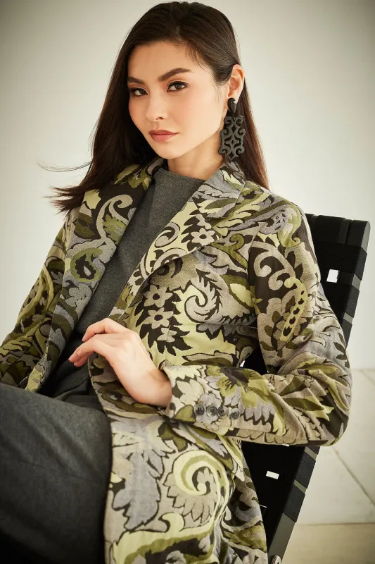 Shinrin Paisley Jacquard Notch Lapel Blazer sold by Natori