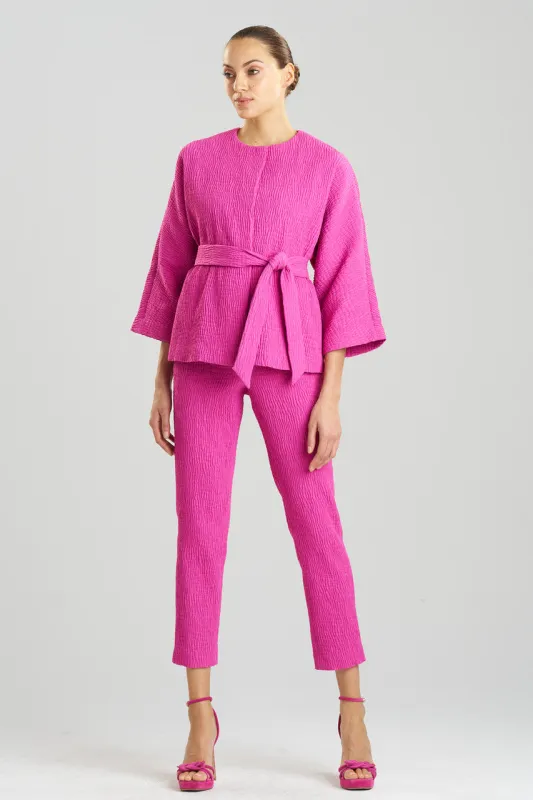 Textured Cotton Jacquard Belted Jacket sold by Natori