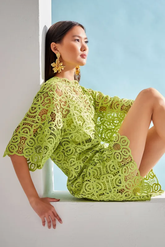 Raffia Lace T-Shirt Dress sold by Natori