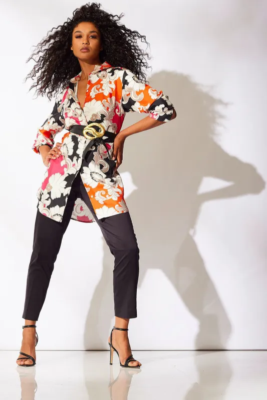 Cressida Printed Silk Twill Tunic Shirt sold by Natori