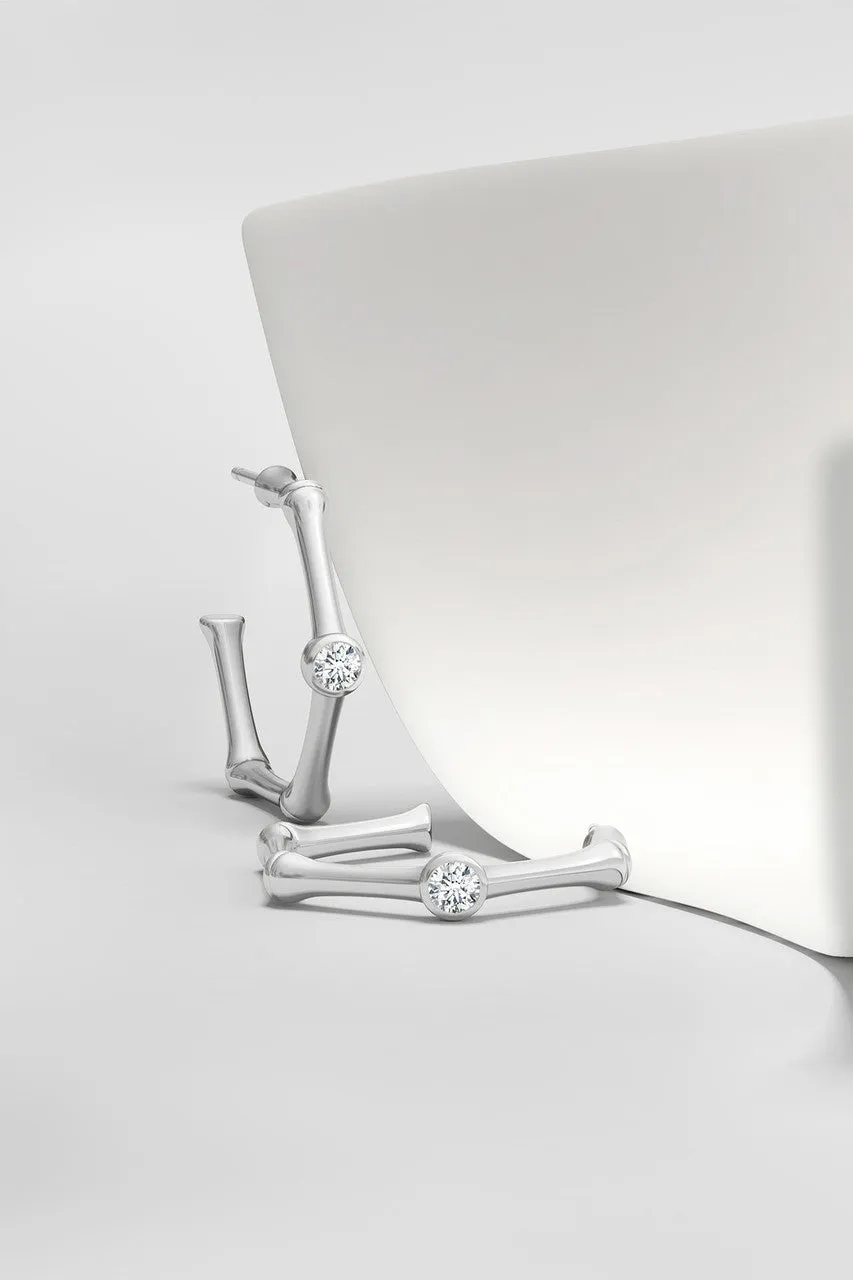 Indochine 14k Bamboo Hexagon Diamond Center Hoop Earrings sold by Natori product image thumbnail 2