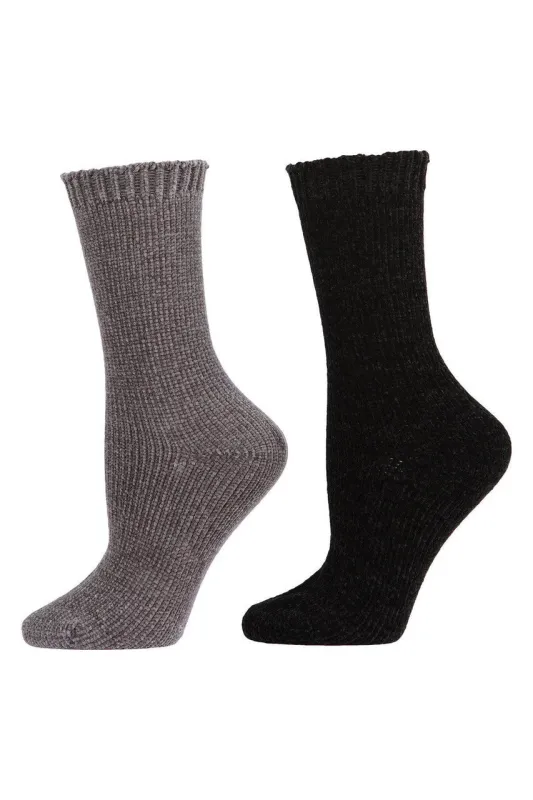 Chenille Solid Crew Socks - 2 Pair Pack sold by Natori