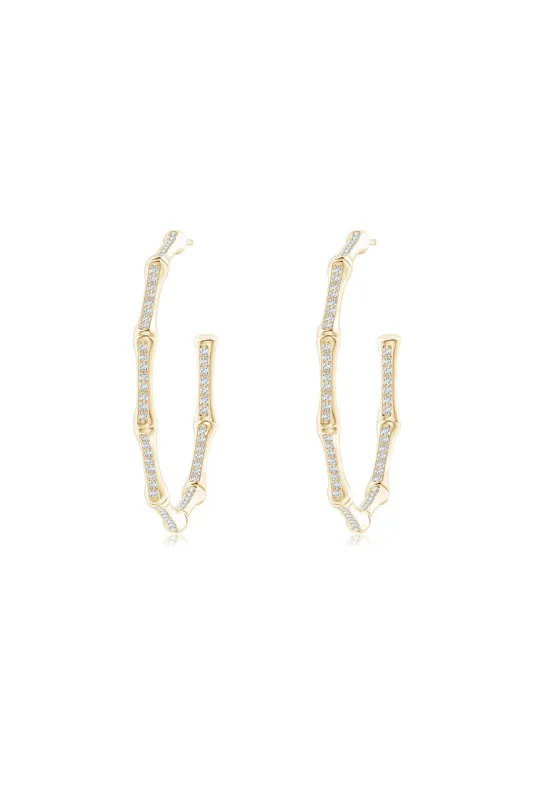 Indochine 14k Medium Pave Diamond Hoop Earrings sold by Natori