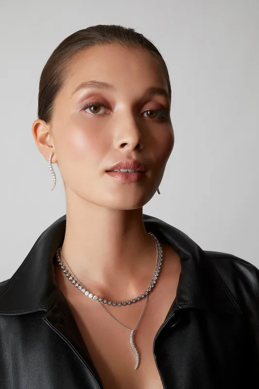 Shangri-La Brushstroke 14k Gold and Diamond Large Pendant Necklace made by Natori