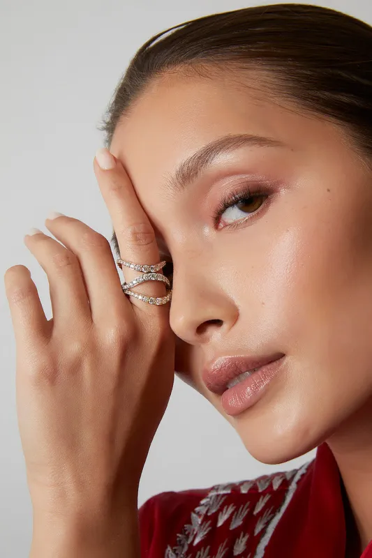 Shangri-La Brushstroke 14K Gold and Diamond Full Eternity Stacking Ring sold by Natori