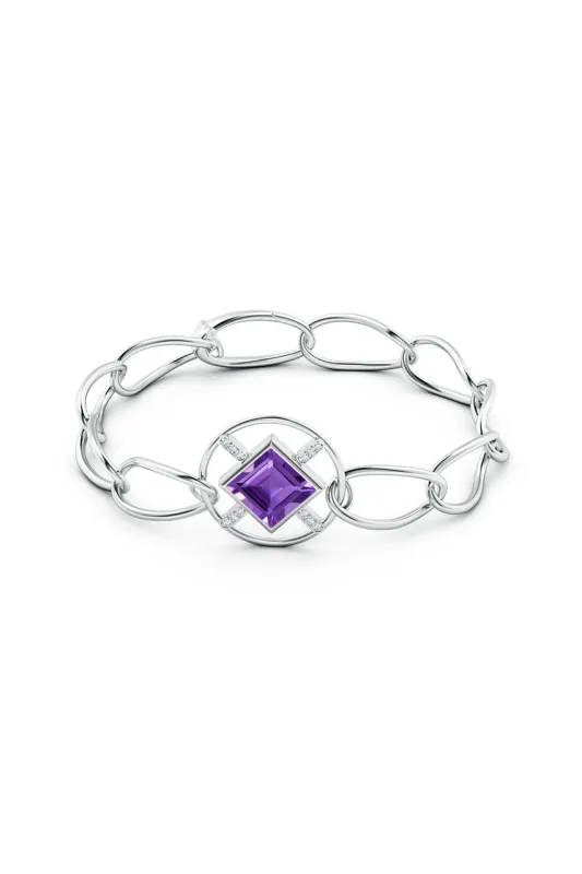 Infinity Concentric Circle 14K Gold and Amethyst Bracelet sold by Natori