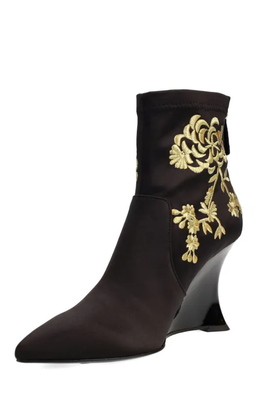 Neko Satin Embroidery Wedge Ankle Boot sold by Natori