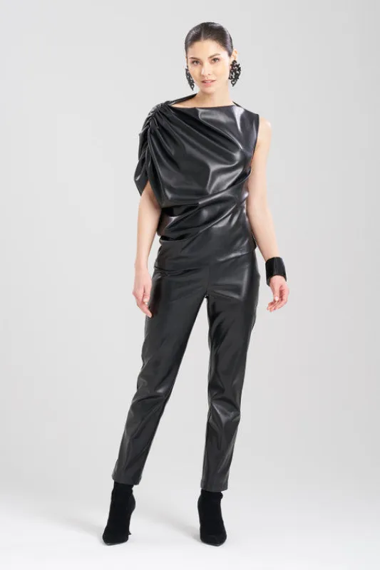 Vegan Luxe Lambskin Drape Top sold by Natori